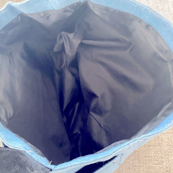 Victoria Secret Denim Tote Blue Jean Studded Shoulder Carry Shoppers Hand Bag - Picture 5 of 9